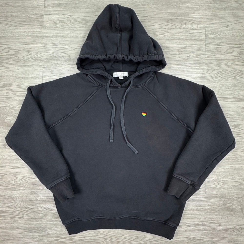 Spiritual Gangster Women Hoodie Grateful Rainbow Heart Black Small Pullover